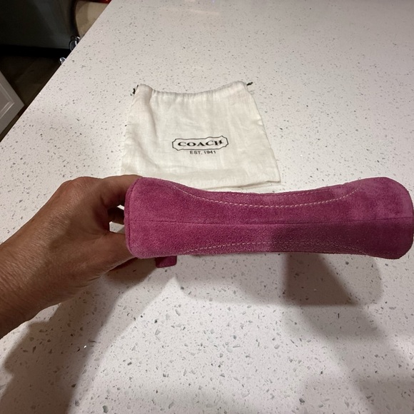 Coach pink Suede Kiss-Lock Wristlet Clutch - Picture 3 of 4